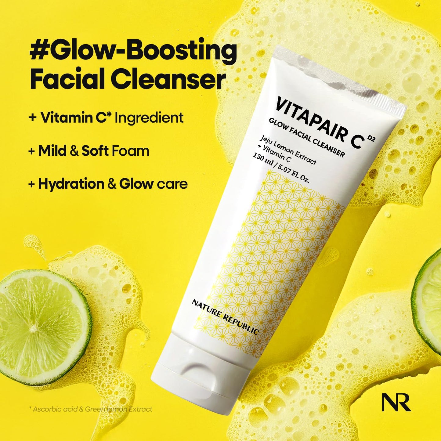 Nature Republic Vitapair C Glow Facial Cleanser | Mild Vitamin Face Wash, Hydrating, Refreshes