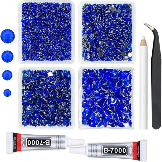 Royal Blue Crystal Resin Rhinestones w B7000 Jewelry Glue for Bedazzling Crafting Sapphire Flatback