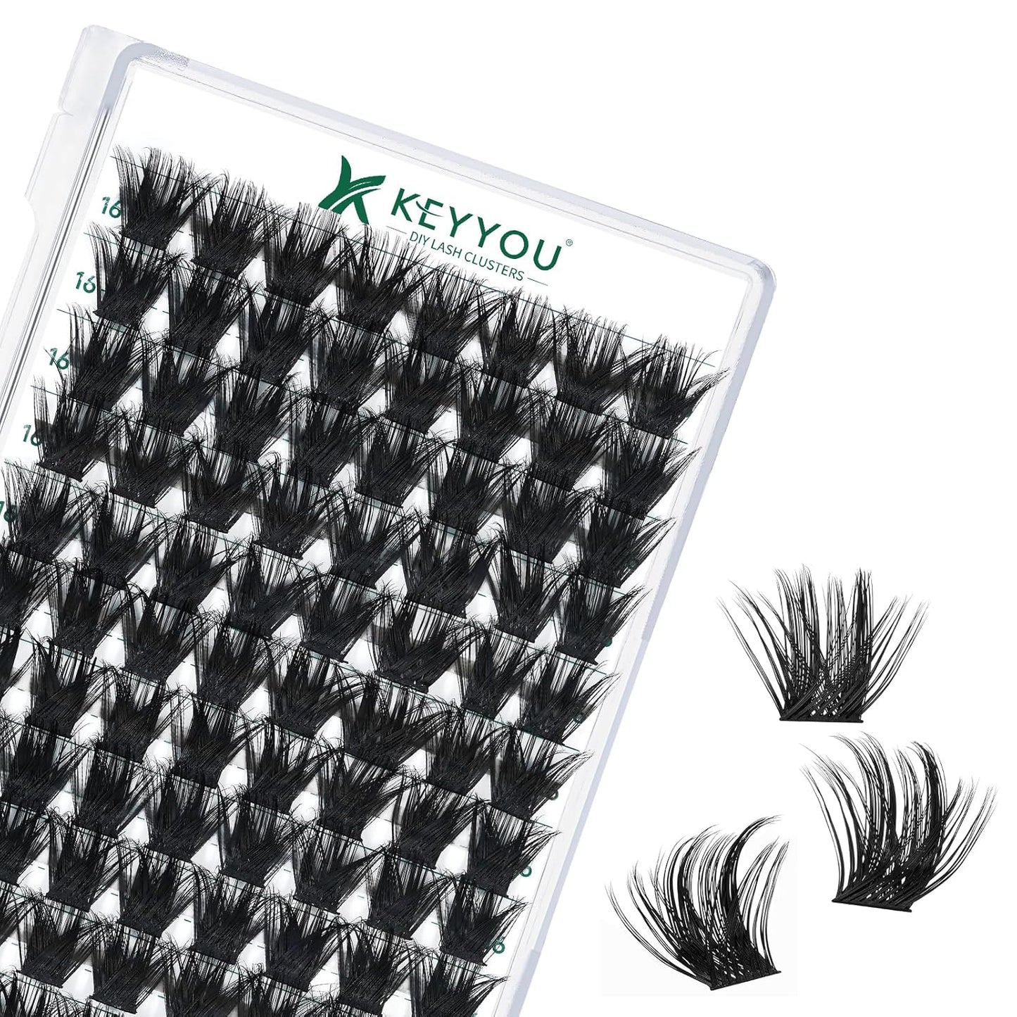 Lash Clusters 96pcs Individual Lashes D Curl 16mm Eyelash Clusters KEYYOU Volume Wispy Lash Extension Soft&Comfortable Easy DIY at Home(Y22,D-16mm)