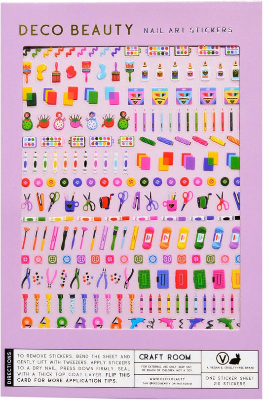 Craft Room Nail Stickers - Lightweight & Easy-to-Apply Nail Art with Trendy Designs - Durable &