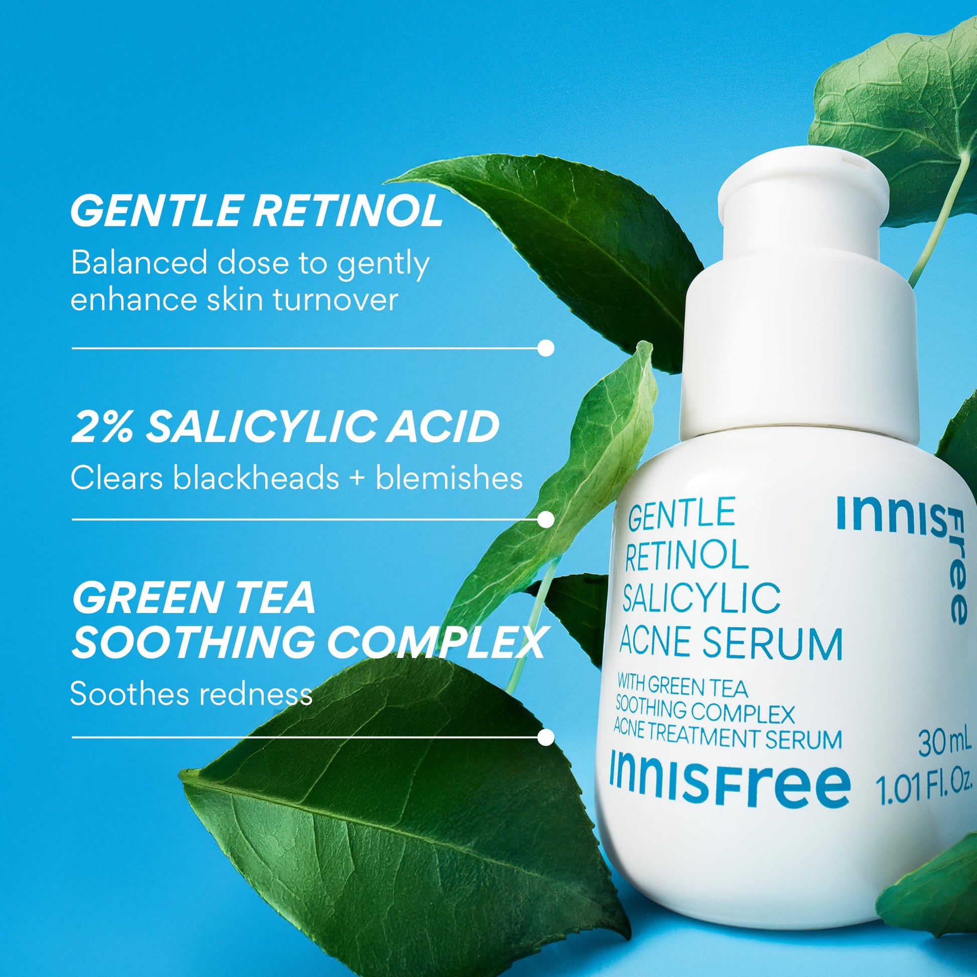 innisfree Gentle Retinol Salicylic Acne Serum | Korean Face Treatment with Niacinamide and