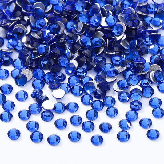 Sapphire Flatback Rhinestones, Glass Rhinestones for Nail Art and Craft, Glue Fix, Loose Crystal