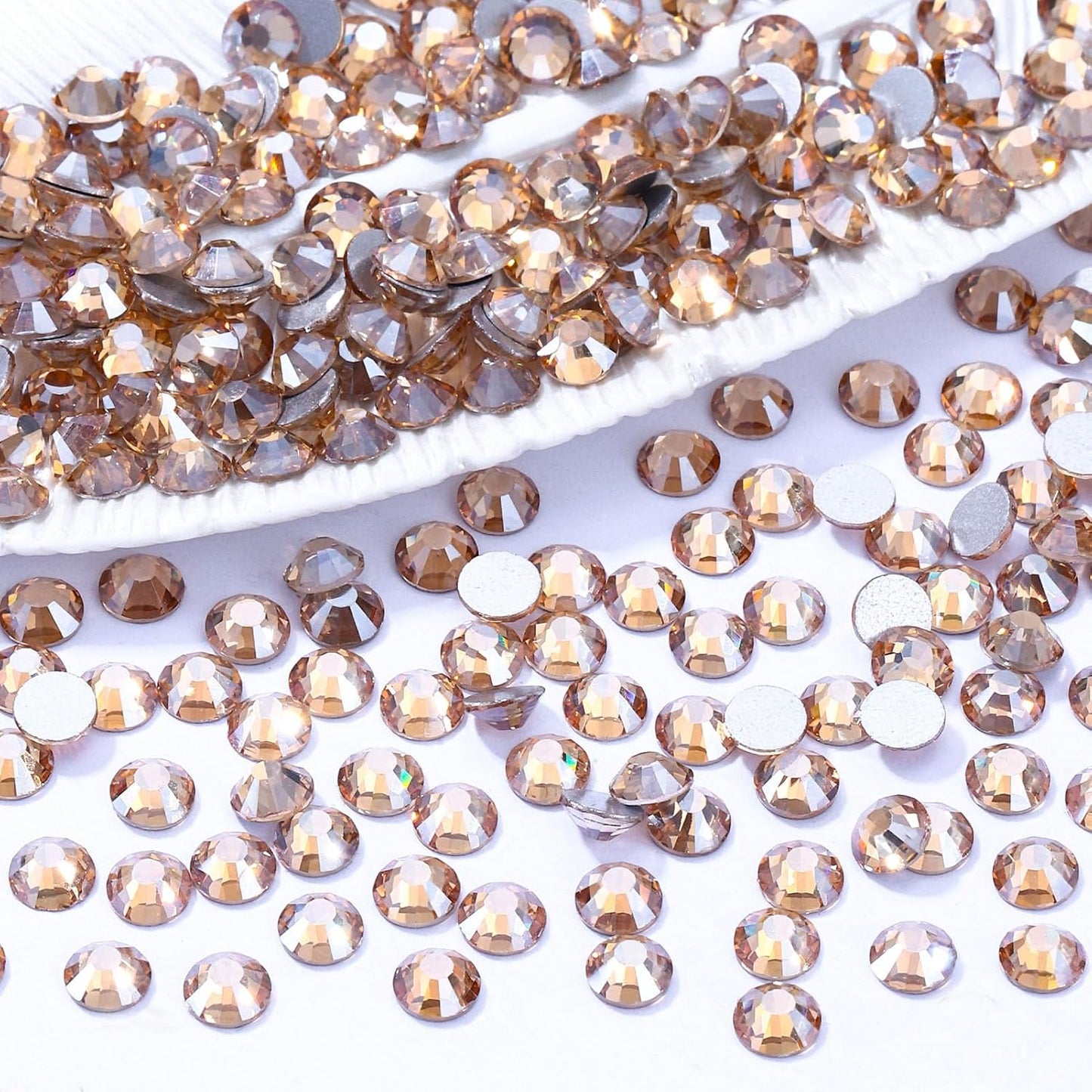 Gold Shadow Flatback Rhinestones, Glass Rhinestones for Nail Art and Craft, Glue Fix, Loose Crystal Gemstones(Gold Shadow, SS12, 1440pcs, 2.9-3.0mm)