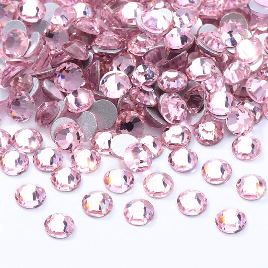 Pink Flatback Rhinestones, Glass Rhinestones for Nail Art and Craft, Glue Fix, Loose Crystal