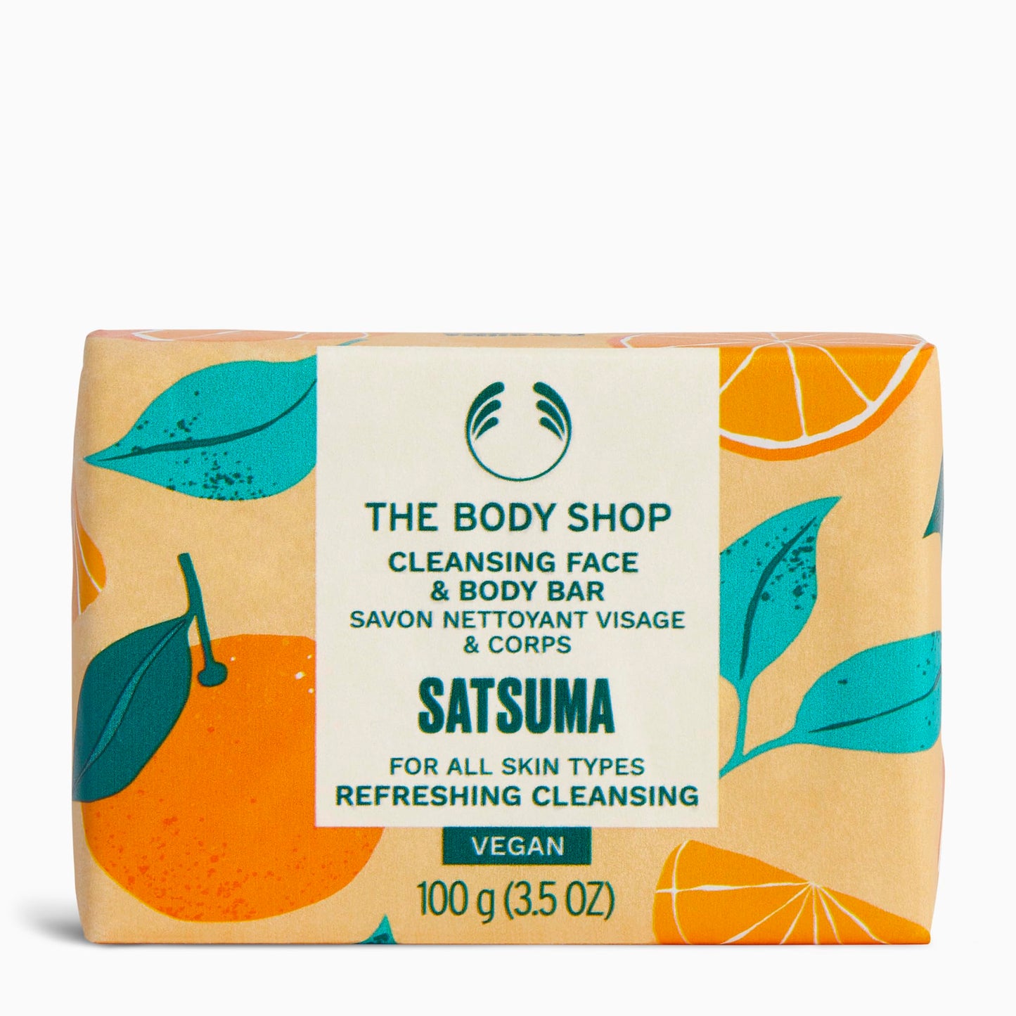 The Body Shop Satsuma Cleansing Face & Body Bar – Cleanses & Revitalizes Skin – Vegan – 3.5oz