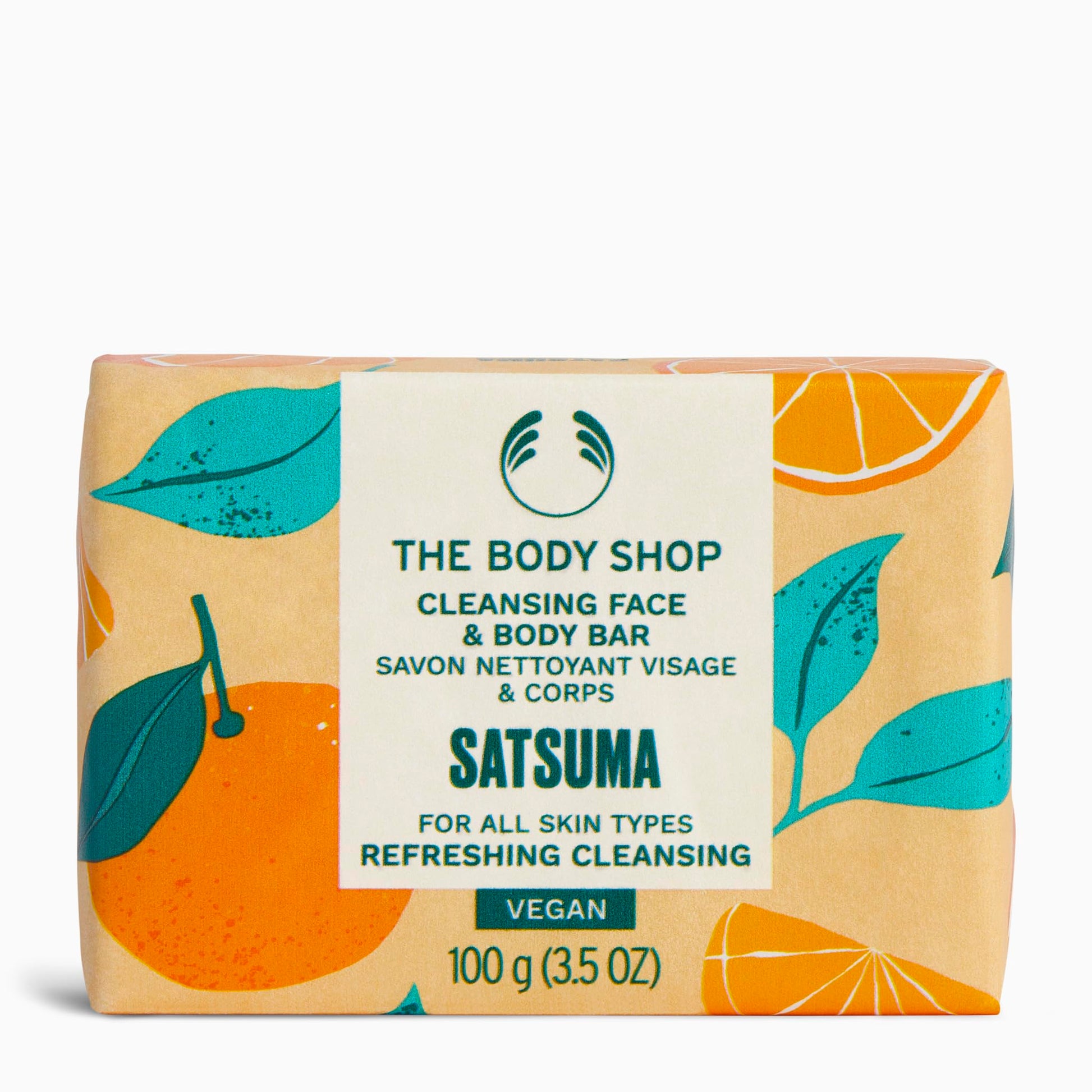 The Body Shop Satsuma Cleansing Face & Body Bar – Cleanses & Revitalizes Skin – Vegan – 3.5oz