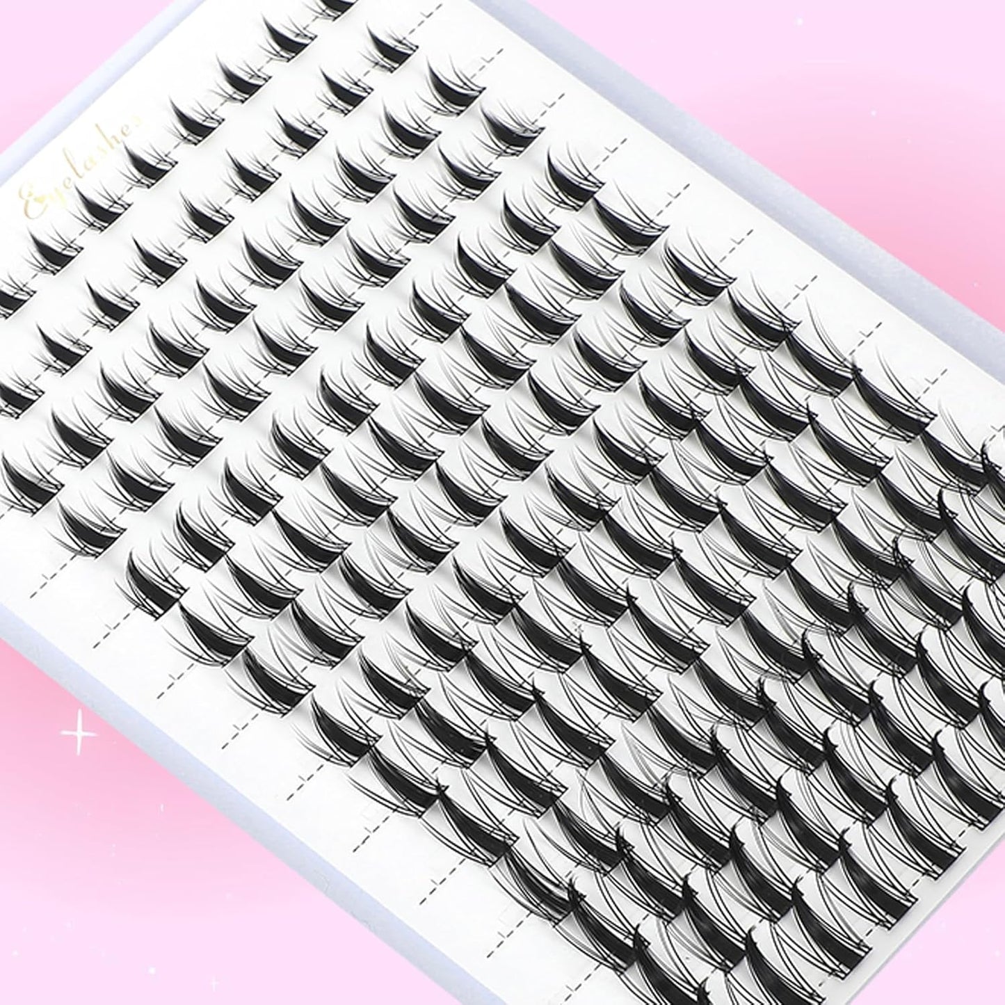 Lash Clusters Kit, Eyelash Clusters Individual Lash Extension Kit D Curl Fluffy Wispy False Eyelashes Extensions Thin Band with Bond Seal Tweezers Brush (SMY11 8-16mm)