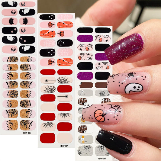 6 Sheets Spider Web Nail Polish Strips Full Wraps Halloween Gel Nail Stickers for Nail Art