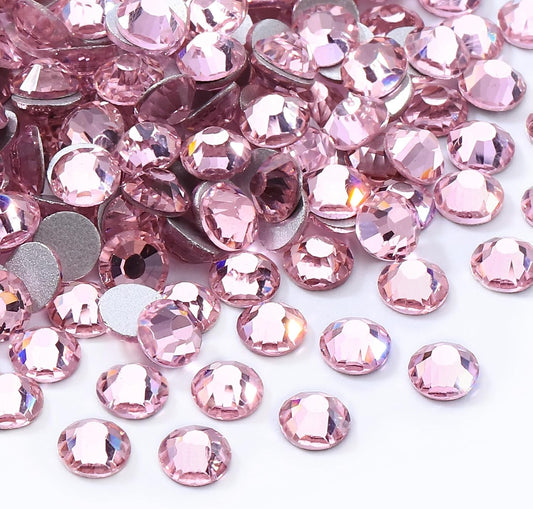 Pink Flatback Rhinestones, Glass Rhinestones for Nail Art and Craft, Glue Fix, Loose Crystal