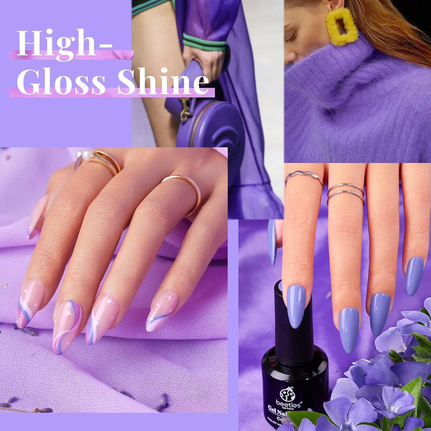 beetles Gel Polish Purple Gel Nail Polish Periwinkle Color 15ml Soak Off Uv Lamp Nail Art Manicure Salon Design DIY Home Gift for Women Girls