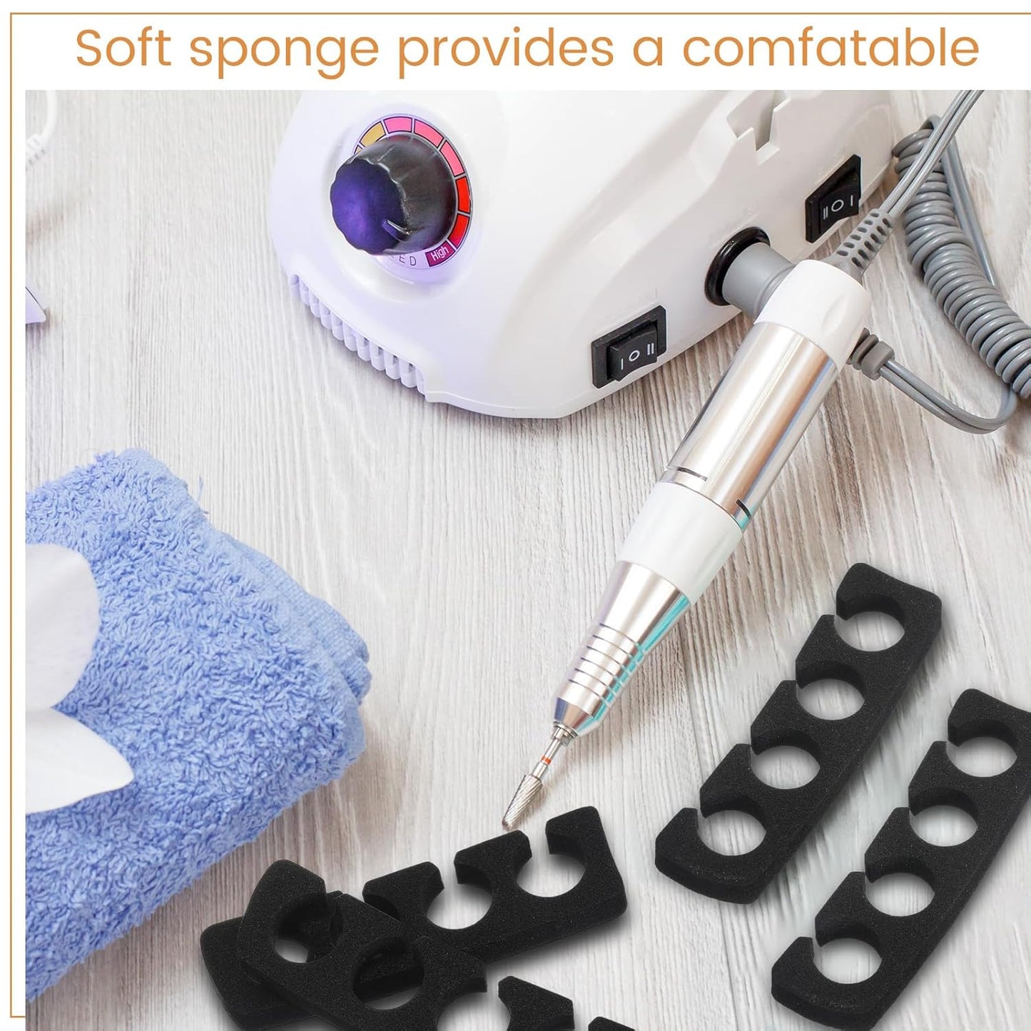 300 Pcs Toe Separators for Nail Polish Bulk Toe Separator Pedicure Correct Foot for Men Women Nail Polish Comfy Soft Pedicure Supplies (Black)