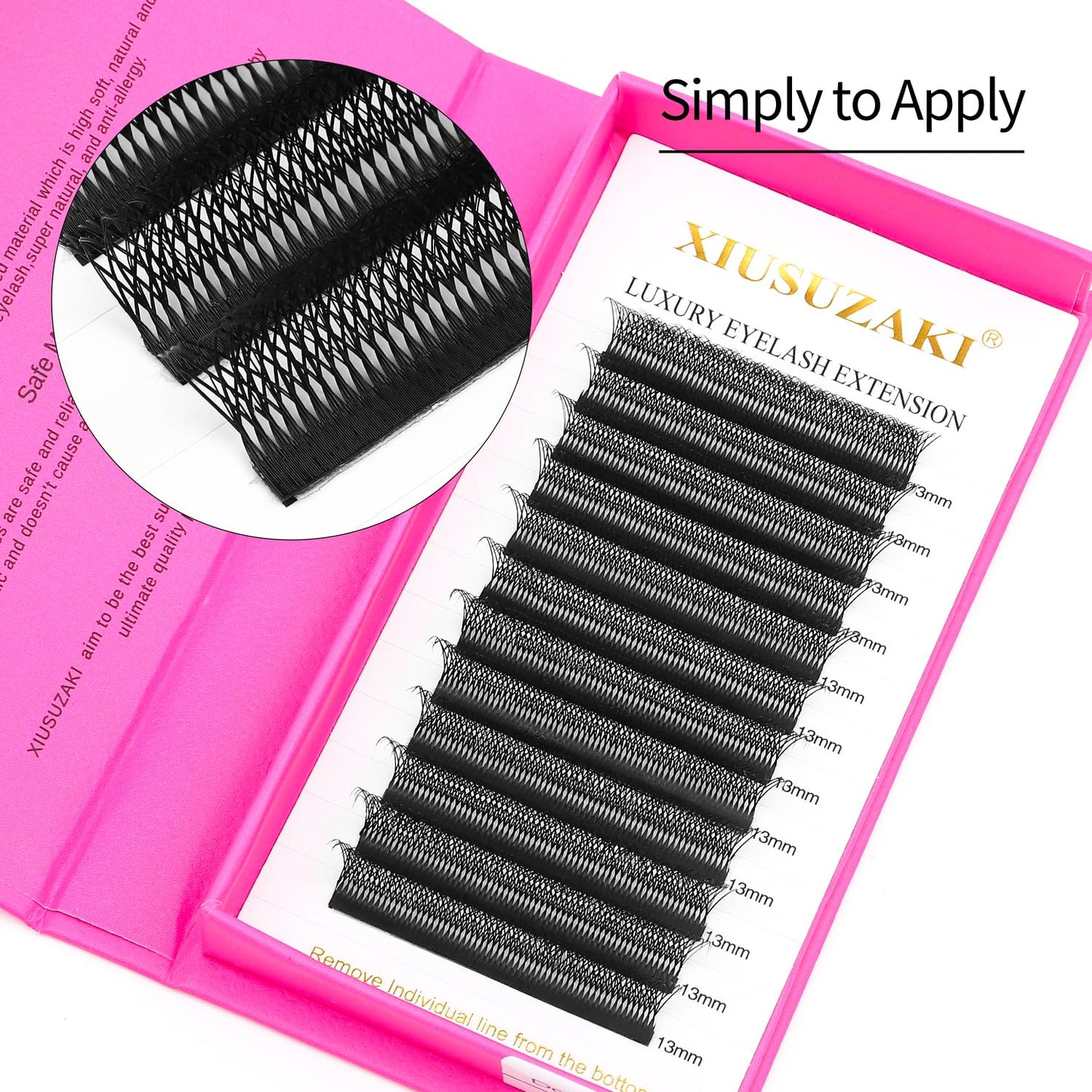 Lash Extensions Double Tips 4D Eyelash Extensions W Shape 0.07mm Thickness C Curl 11mm Premade Fans Easy Fan Volume Lashes Matte Black Crisscross(W-4D-Double Tips-0.07-C,11mm)
