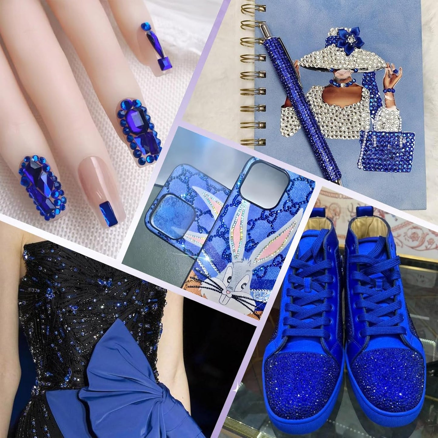 3000PCS SS10 Flatback Rhinestones | 12-Facet Diamond-Cut Glass Gems for Nail Art, Clothing, DIY Crafts |Glue-On Decoration Stones with Silver Backing(Sapphire)