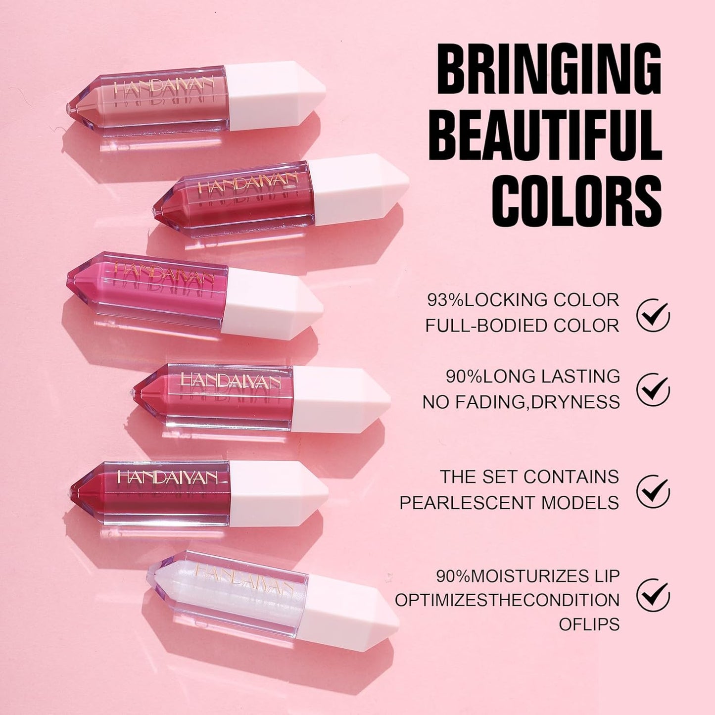 6PCS Diamond Lip Gloss Set, Matte & Pearlescent Finish, Long-Lasting Hydrating Lipstick, Non-Sticky, High-Pigment Formula for All-Day Wear, Shimmer & Velvet Effect (Diamond A, 1)