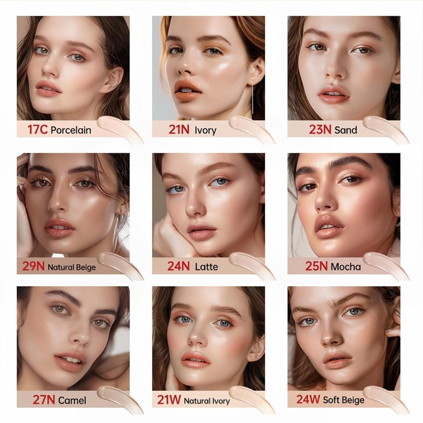 MAEPEOR Cushion Foundation 9 Colors Full Coverage Weightless Satin Glow Foundation Hydrating Long-Lasting Cushion BB Cream (Color 03)