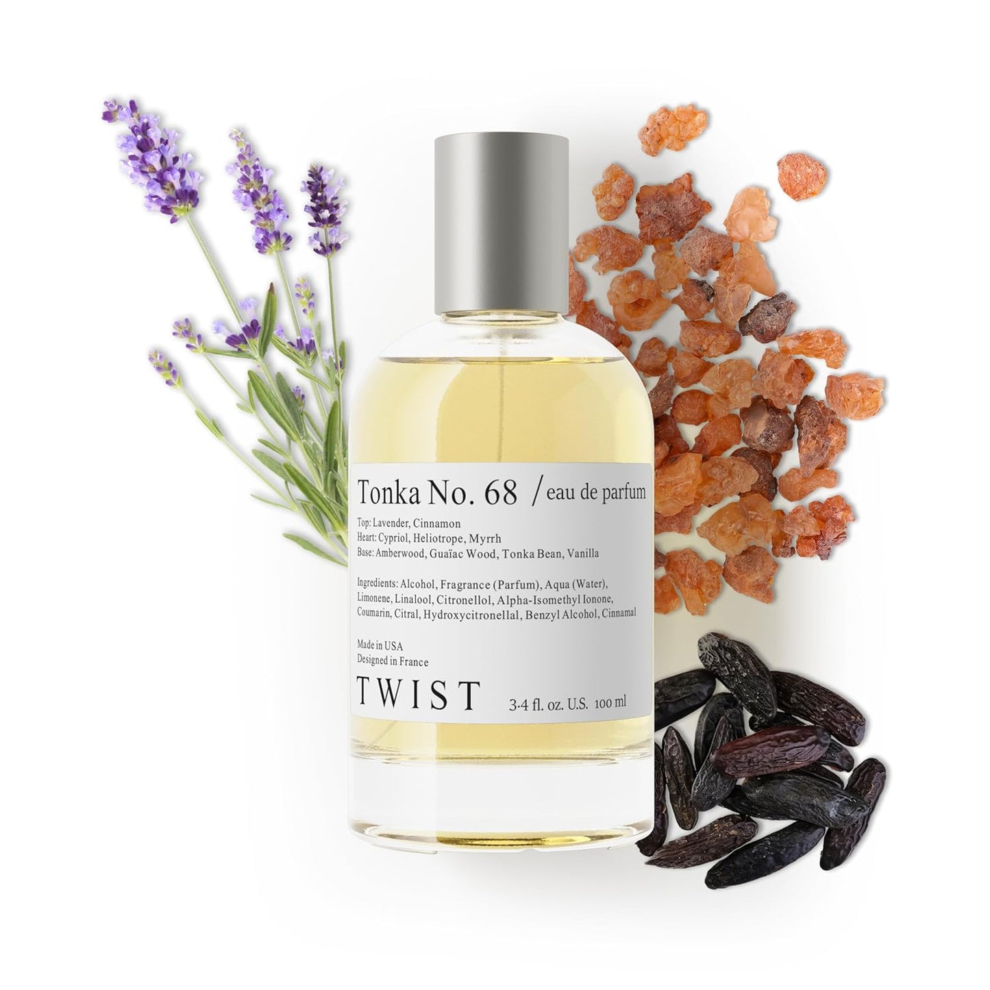 Twist Tonka No. 68 - Eau De Parfum Inspired by J. Malone Myrrh & Tonka Cologne, Long-Lasting Perfume For Women & Men, Paraben Free, Vegan, Clean Ingredients, Unisex - Spray 100 ml | 3.4 fl. oz.