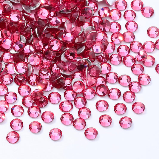 Rose Flatback Rhinestones, Glass Rhinestones for Nail Art and Craft, Glue Fix, Loose Crystal