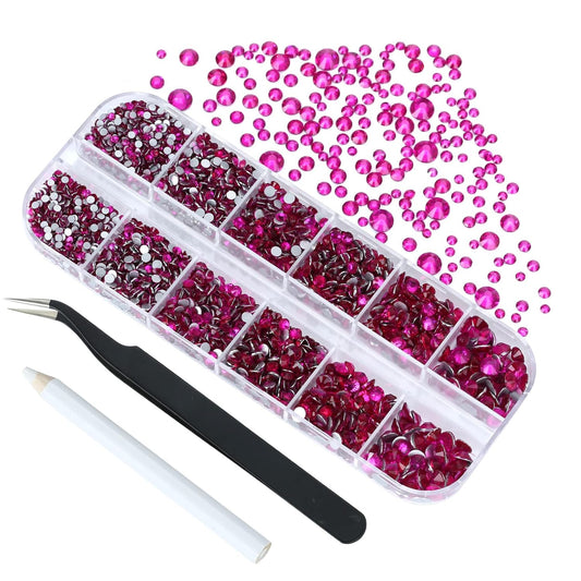 4240Pcs Peach Flatback Rhinestones 6 Sizes Crystal Diamonds for Nail Art Crafts Clothes Shoes with