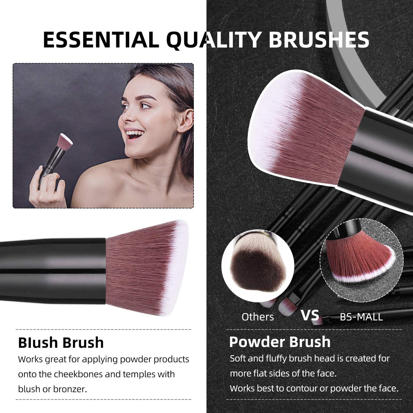 Makeup Brushes BS-MALL Premium Synthetic Foundation Powder Concealers Eye Shadows Makeup 14 Pcs