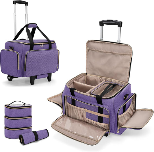 LUXJA Rolling Makeup Case with 3 Removable Pouches and 1 Makeup Brush Bag, Large Makeup Bag
