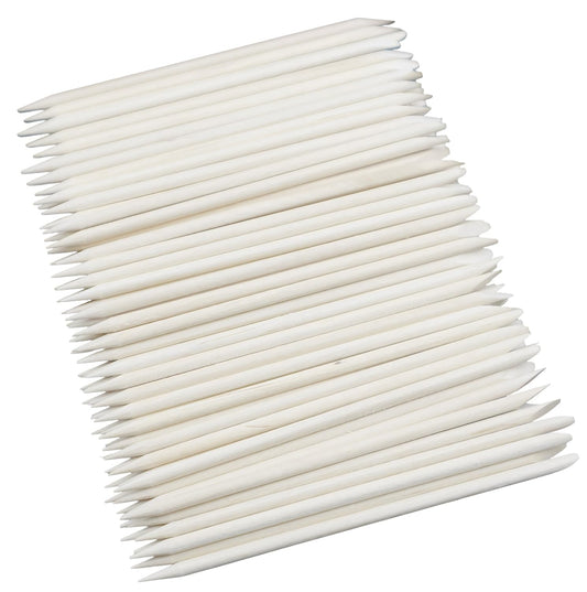 100-Pack Nail Art Wood Stick, Double Heads Nail Cuticle Pusher Remover Manicure Pedicure Tool