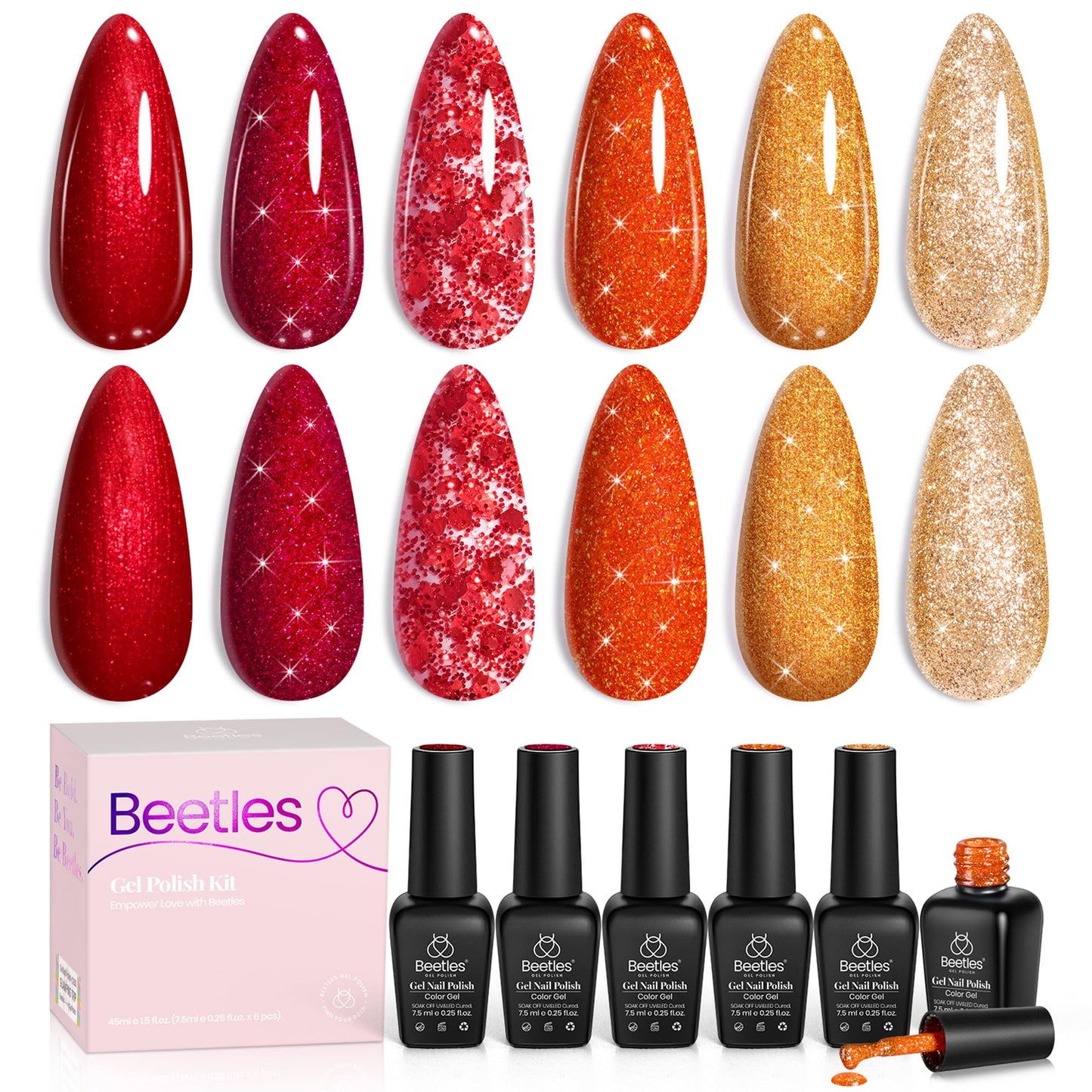 Beetles Fall Glitter Gel Polish, Passion Rush Collection Glitter Nails