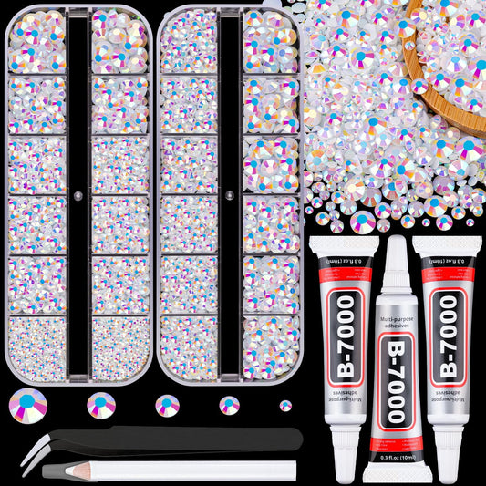 Resin Jelly Rhinestones for Crafting with B7000 Jewelry Glue, 2 Boxes White AB Flatback Crystals