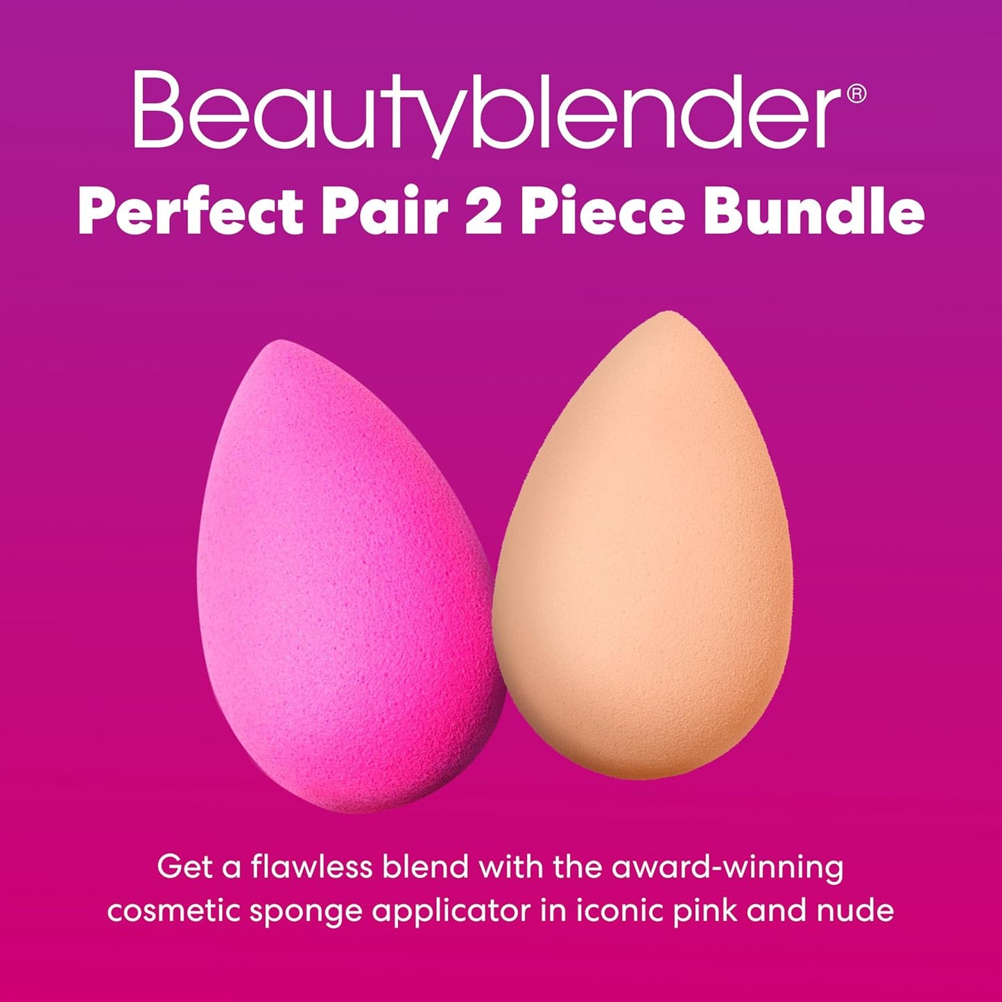 Beautyblender® | Original Pink + Nude Beauty Blender 2-Piece Bundle for Blending Foundations, Powders, and Creams, Super-Soft Foam for Streak-Free Application, Made in the USA, Reusable, Washable