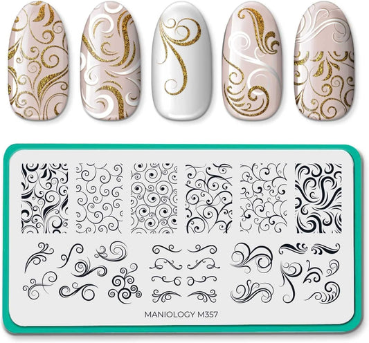 Maniology Swirls Nail Stamping Plate | Swirling Patterns Nail Art Manicure Designs, Swirl-Theme DIY