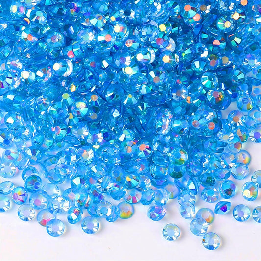 1500 Pieces SS16 4mm Flatback Rhinestones AB Clear Round Gems Crystals for Nail Art DIY Crafts Clothes Shoes Bags （Transparent Peacock Blue AB）