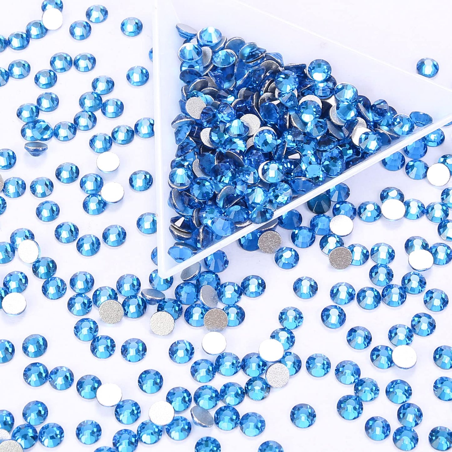 1440Pcs Blue Zircon Crystal Rhinestones,Glass Flatback Rhinestones Gemstones for Nail Face Makeup Art Crafts Clothes Decoration-(SS16,4.0mm,Blue Zircon)