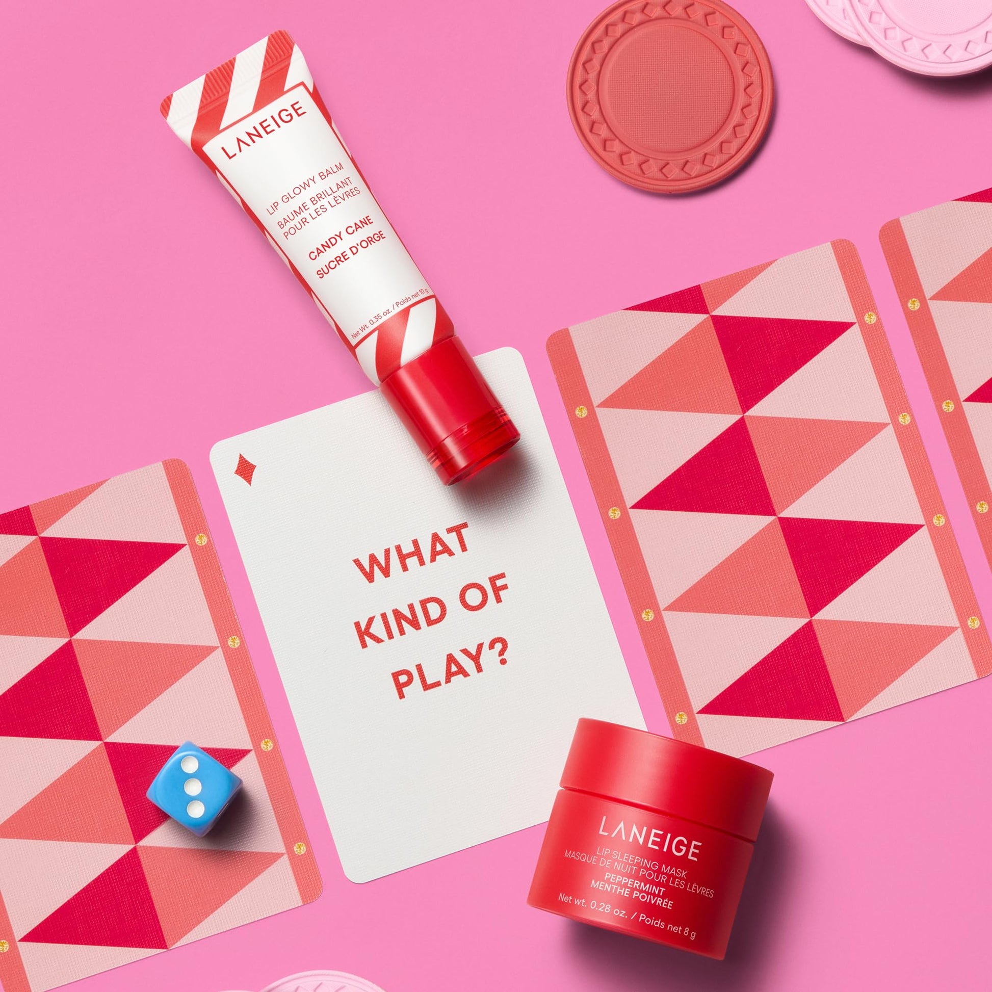LANEIGE Minty Lip Duo: Peppermint Lip Sleeping Mask and Candy Cane Lip Glowy Balm for Soft