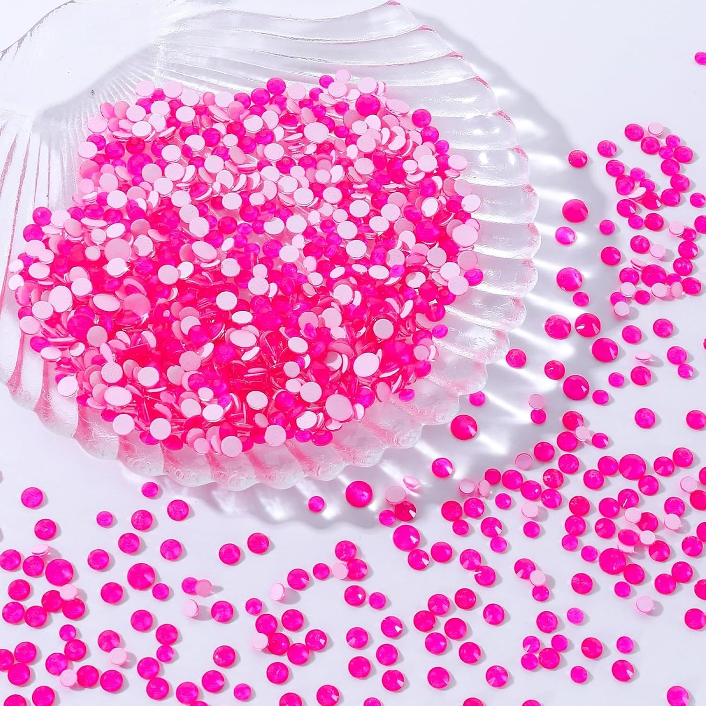 Neon Rose Flatback Rhinestones, Glass Rhinestones for Nail Art and Craft, Glue Fix, Loose Crystal Gemstones(Neon Rose, SS6, 1440pcs, 1.9-2.0mm)