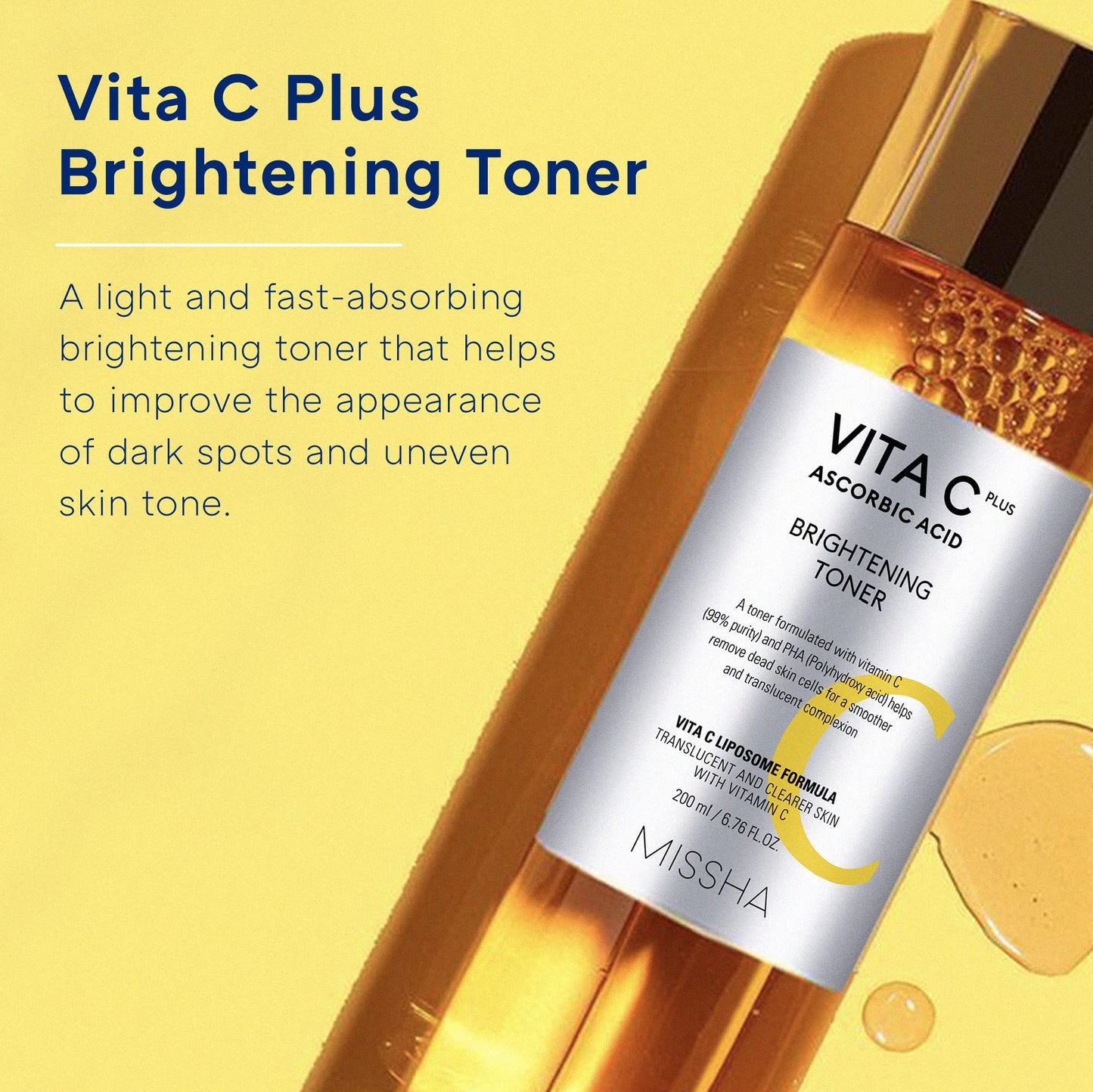 MISSHA Vita C Plus Brightening Toner Korean Skin Care 6.76 oz