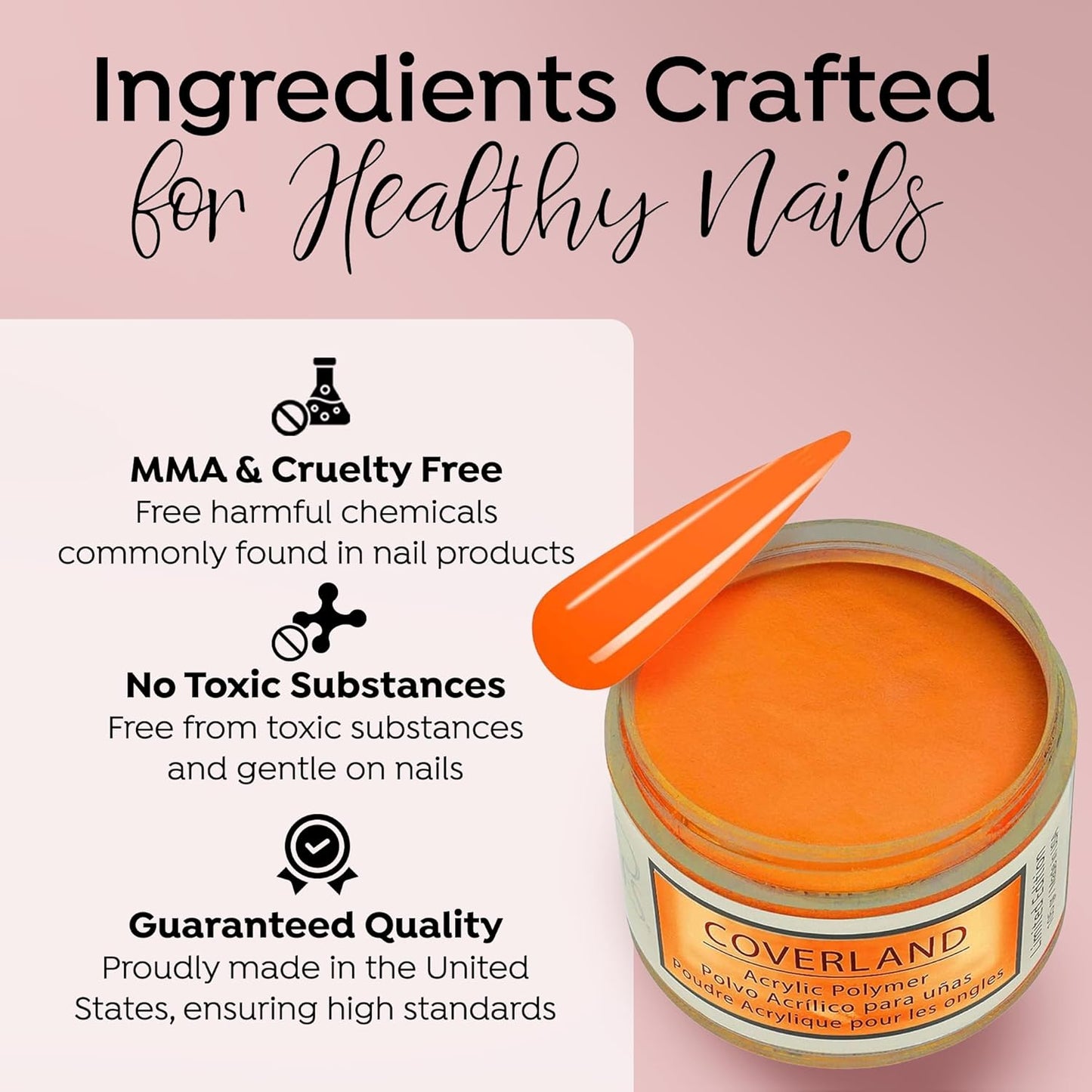 Tones Coverland Acrylic Nail Powder "Puerto Rico Sunshine" - Limited Edition Acrylic Powder for Nail Design, Sculpting, and Masking Nail Bed Imperfections - (1.5 Oz)