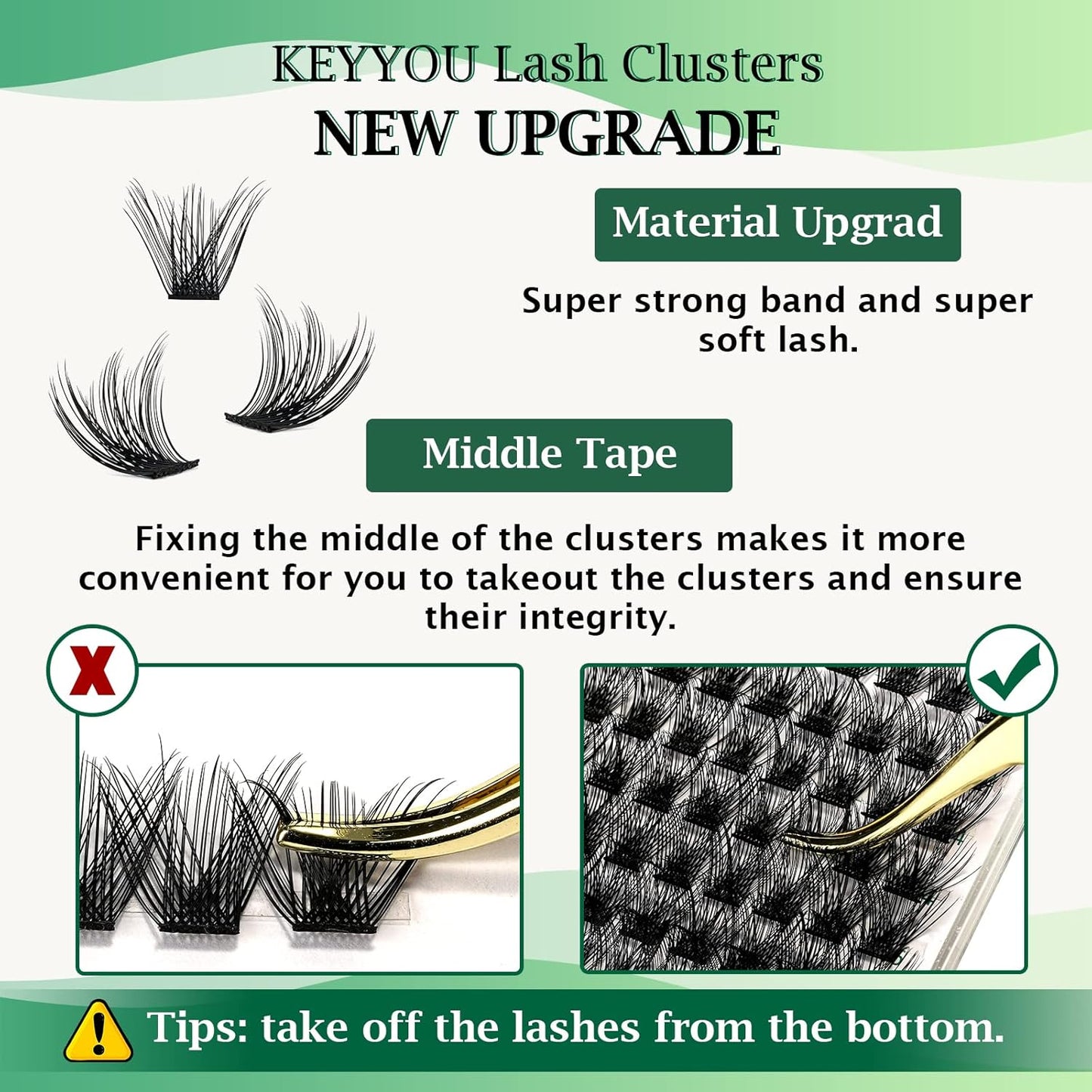 Lash Clusters 96pcs Individual Lashes D Curl 18mm Cluster Lashes KEYYOU Volume Wispy Lash Extension Soft&Comfortable Easy DIY at Home(Y03 D-18mm)