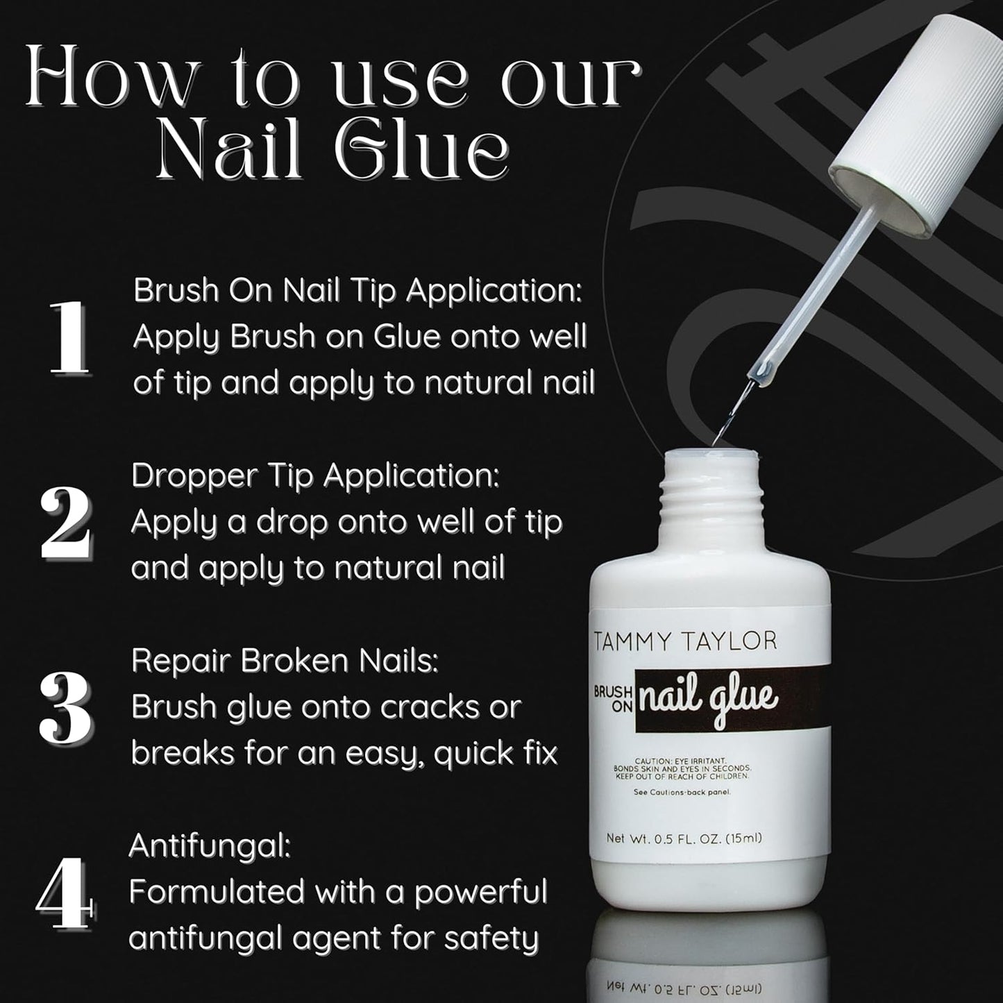 Tammy Taylor Tip and Nail Repair Glue | Dry Clear Gel Nail Glue for Press on Nails, Acrylic Nail Tips & Natural Breaks | Cure Under UV/LED | Solid Nail Adhesive Gel Glue for Nails and Extensions