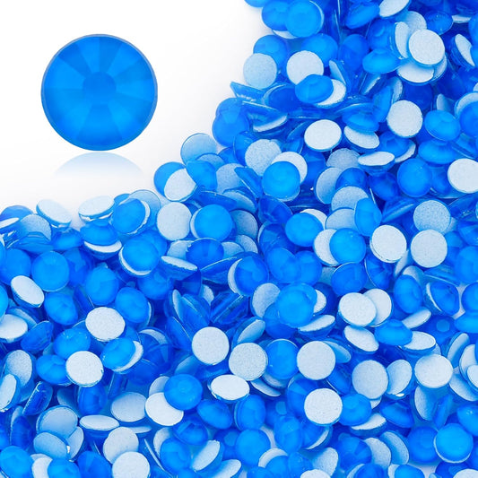 Neon Blue Flatback Rhinestones, Glass Rhinestones for Nail Art and Craft, Glue Fix, Loose Crystal