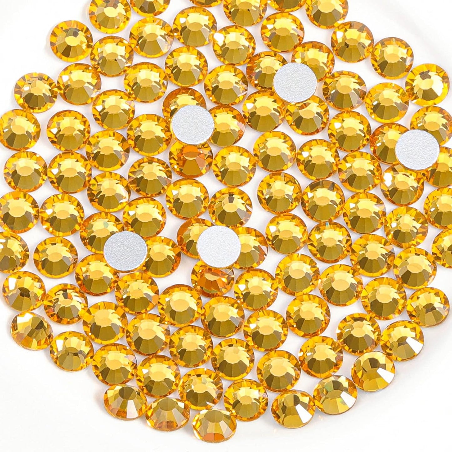 Beadsland 144pcs Flat Back Crystal Rhinestones Round Gems for Nail Art and Craft Glue Fix, Topaz, SS40, 8.4-8.7mm