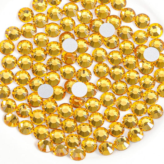 Beadsland 144pcs Flat Back Crystal Rhinestones Round Gems for Nail Art and Craft Glue Fix, Topaz