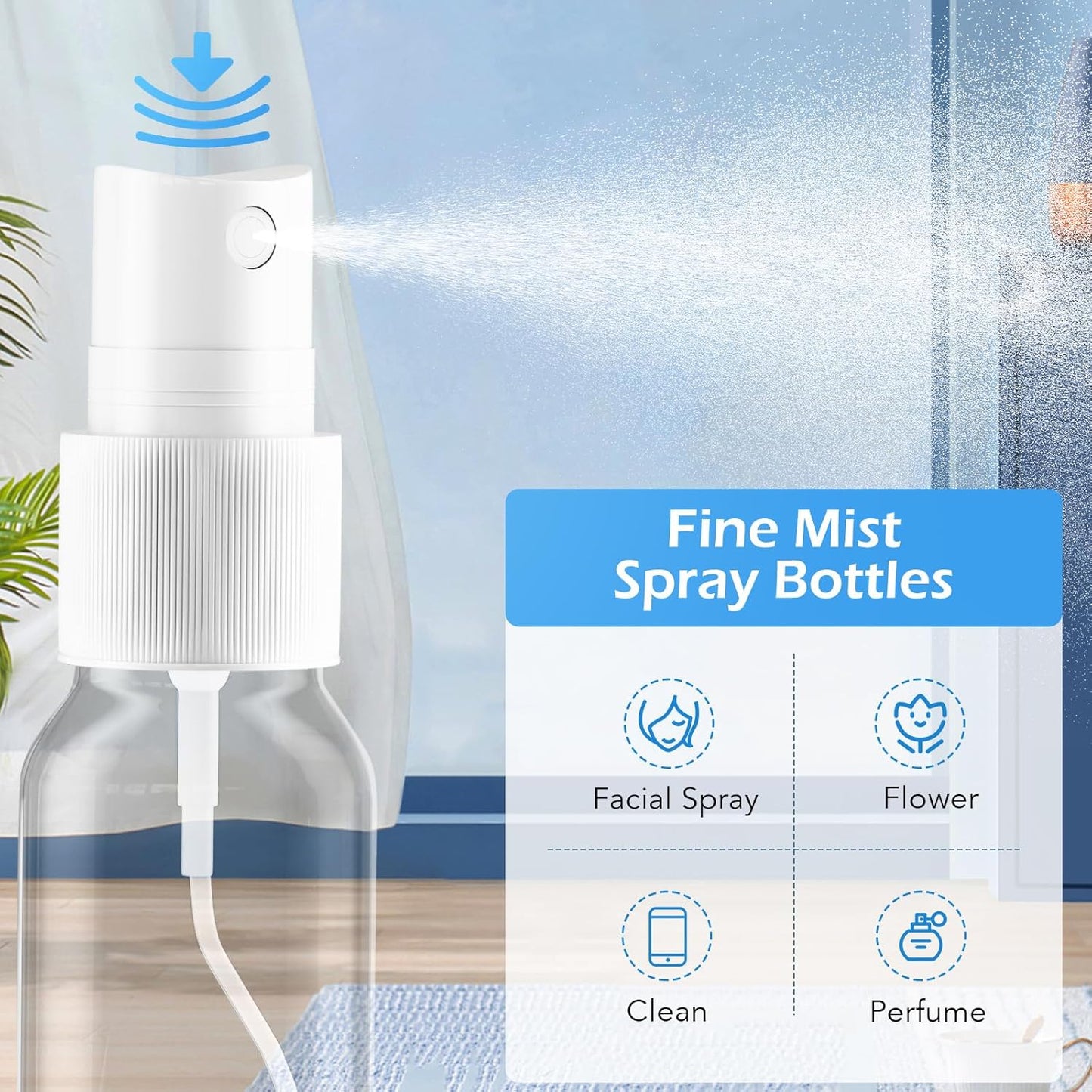 Spray Bottles, 1oz/30ml Clear Empty Fine Mist Plastic Mini Travel Bottle Set, Small Refillable Liquid Containers with 2pcs Funnels and 24pcs Labels (12 Pack)