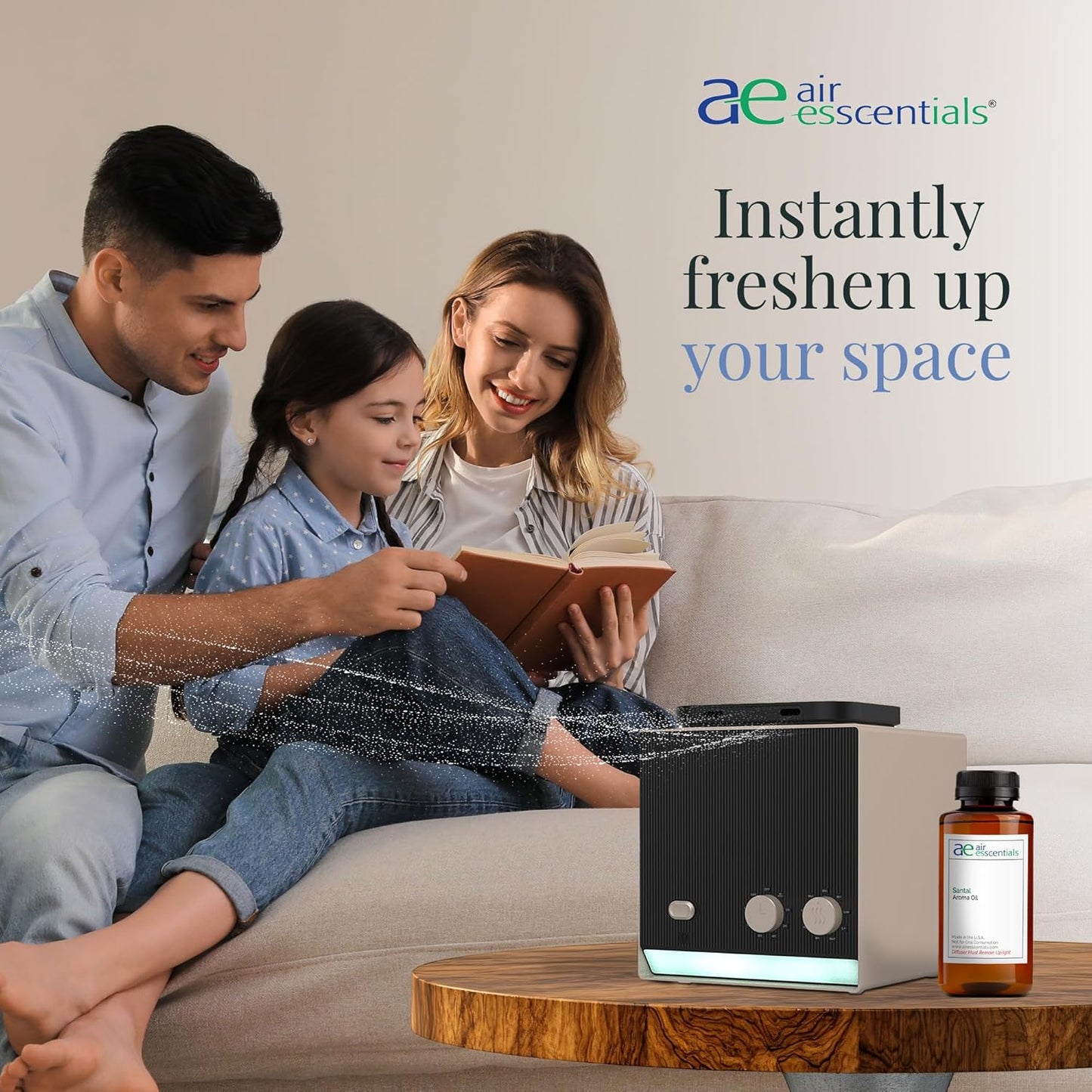 Santal Aroma Oil, Essential Oils Blend for Diffusers & Scent Machines, Sensual Sandalwood & Cardamom, Aromatherapy, Cold Air Diffuser Compatible, 300 mL