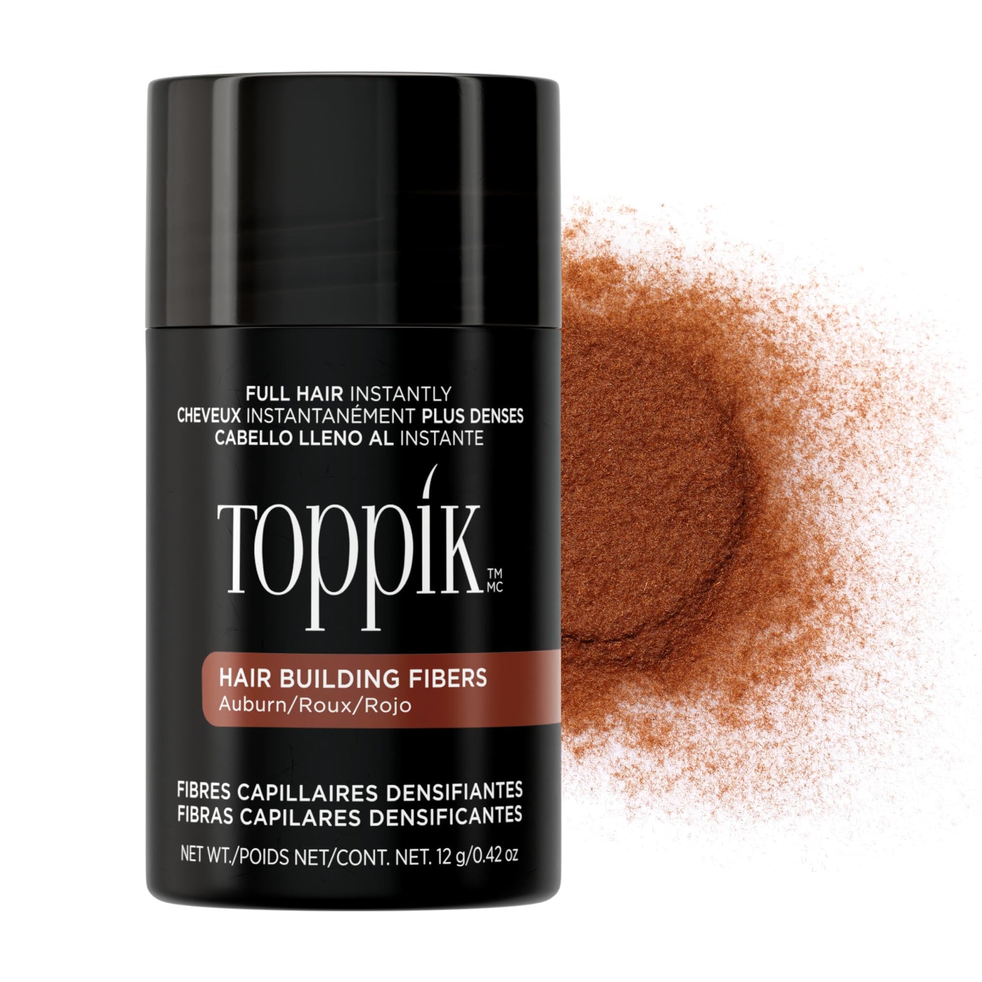 Toppik Hair Building Fibers, Auburn, 12g Fill In Fine or Thinning Hair, Instantly Thicker, Fuller