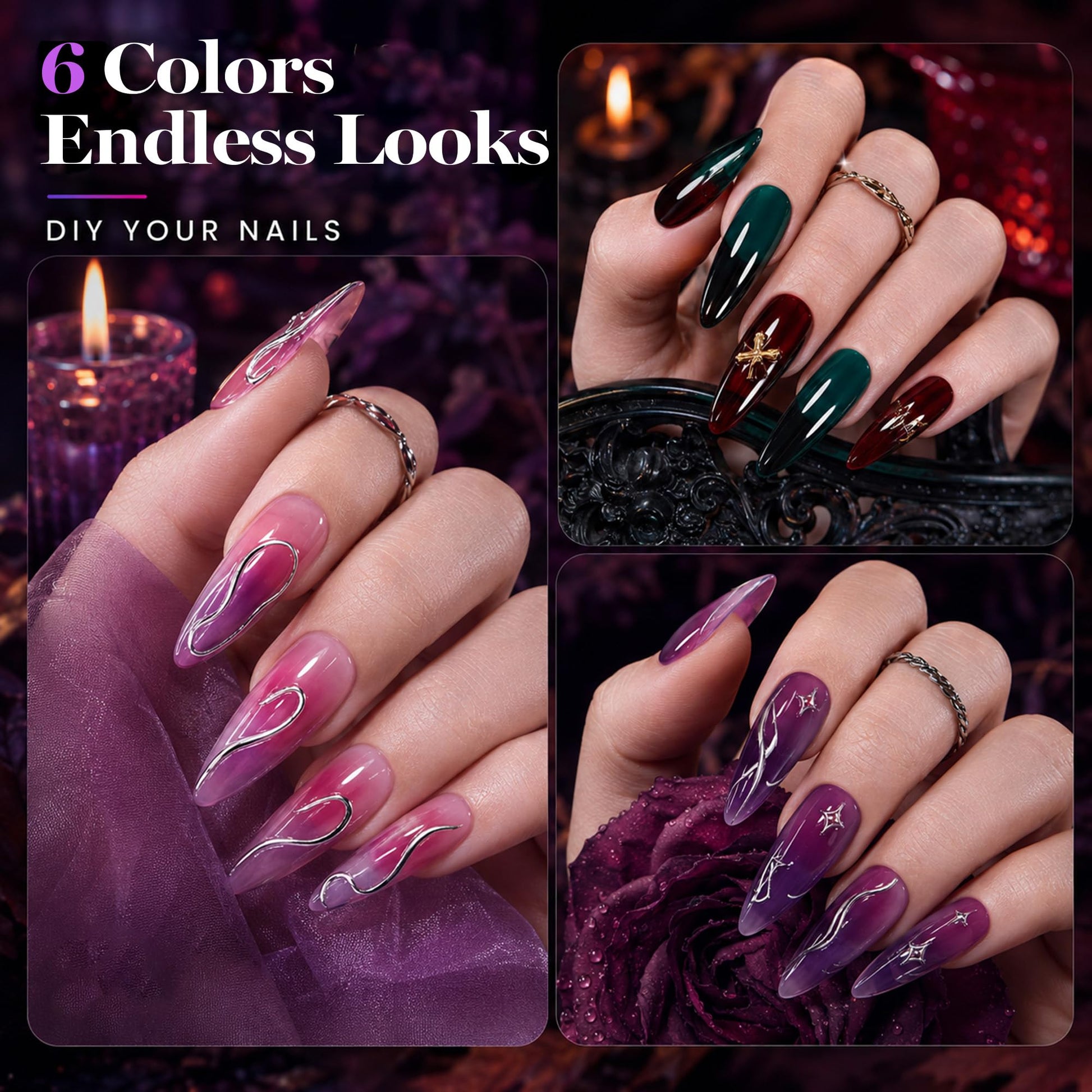 Beetles Jelly Gel Nail Polish Set, 6 Colors Jelly Magic Gel Polish Kit