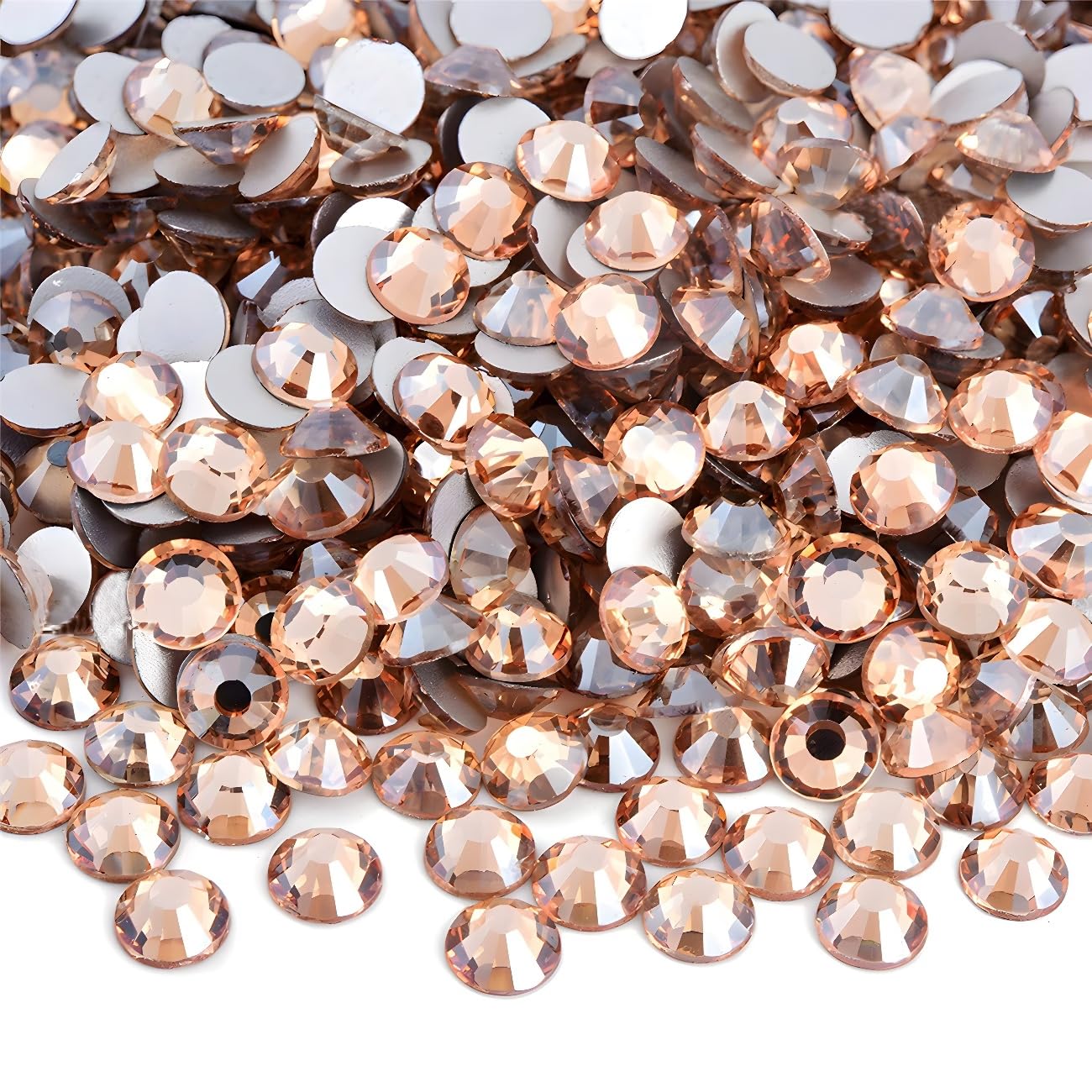 Flatback Rhinestones Round Gems for Nails Art and Crafts 620Pcs SS30 6mm Glitter Crystals Stone DIY Bags Clothes Shoes (Champagne)