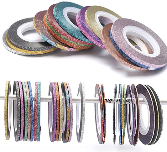 Nail Art Striping Tape Lines Kit 36 pcs 1mm 2mm 3mm Nail Tape Strips for Design DIY Silver Nails