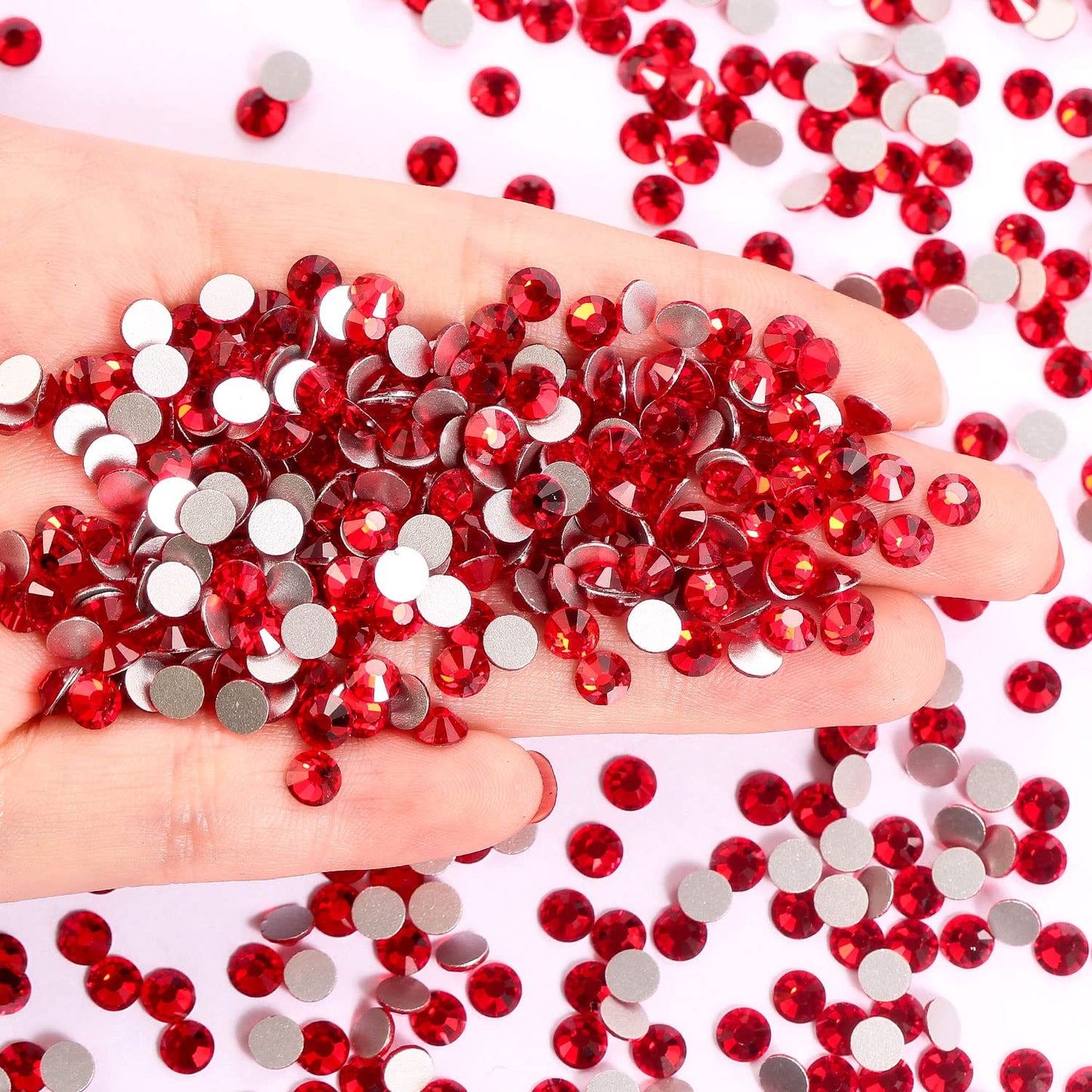 1440Pcs Ruby Red Crystal Rhinestones,Glass Flatback Rhinestones Gemstones for Nail Face Makeup Art Crafts Clothes Decoration - (SS20,4.8mm,Ruby Red)