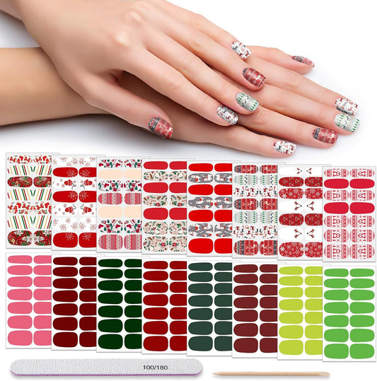 DANNEASY 16 Sheets Christmas Nail Wraps for Women Nail Polish Strips Self Adhesive Nail Polish