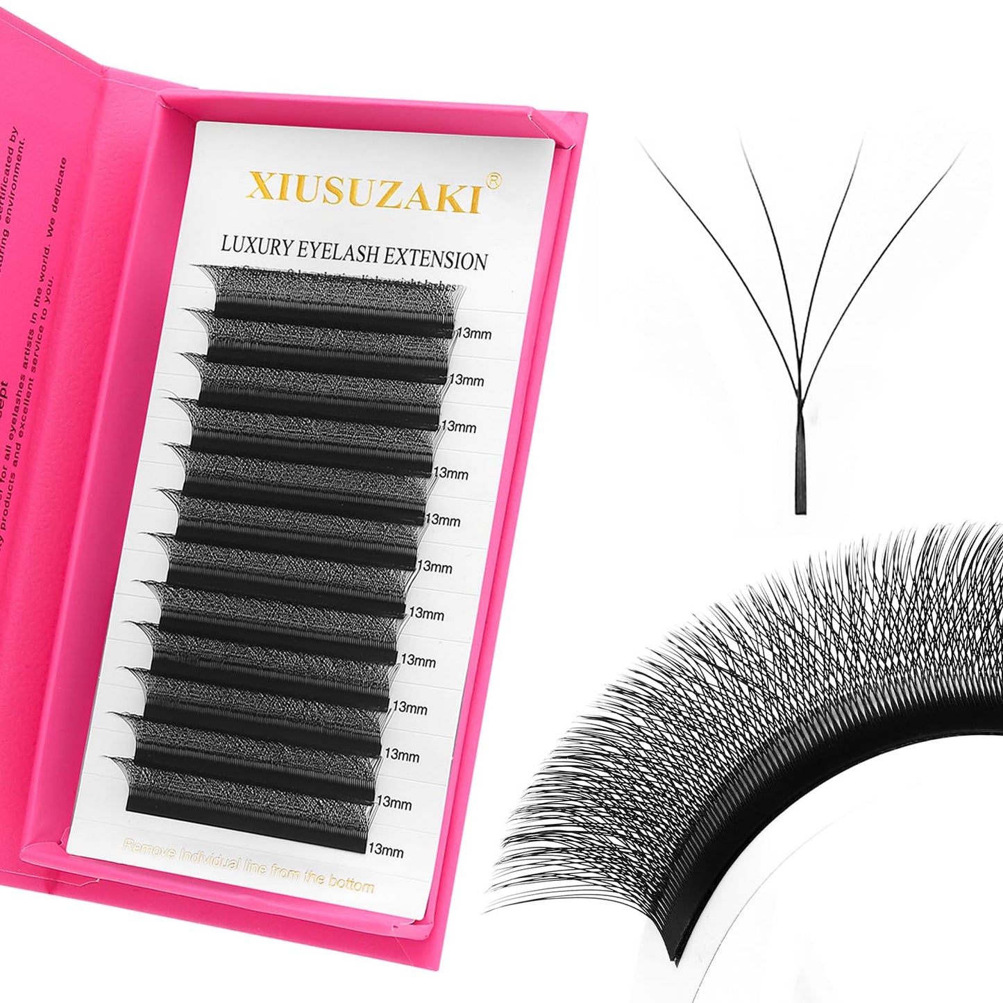 W Lash Extensions Supplies 4D Eyelash Extensions W Shape 0.07mm Thickness C Curl 14mm Premade Fans Easy Fan Lashes Volume Matte Black 12 Rows Crisscross Eye Lashes(W-4D-0.07-C,14mm)
