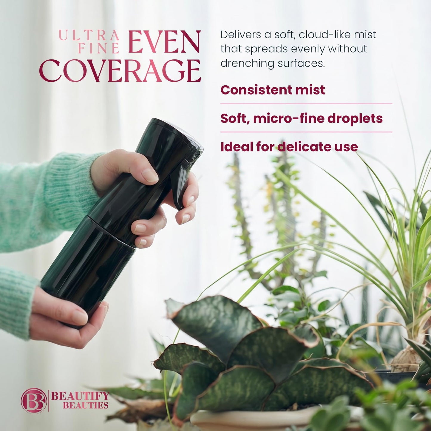 BeautifyBeauties Continuous Spray Bottle for Hair, 6.8 oz Mister Spray